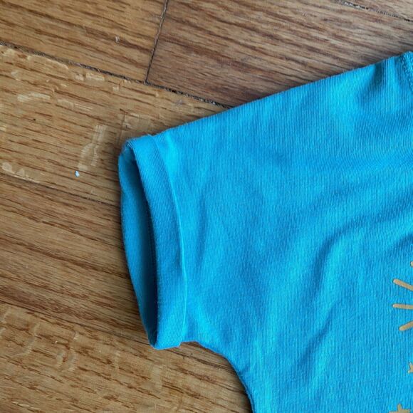 Baby Cat & Jack 18M Teal Short Sleeve Romper Sun Moon Universe Unisex Stars Text - Picture 5 of 6